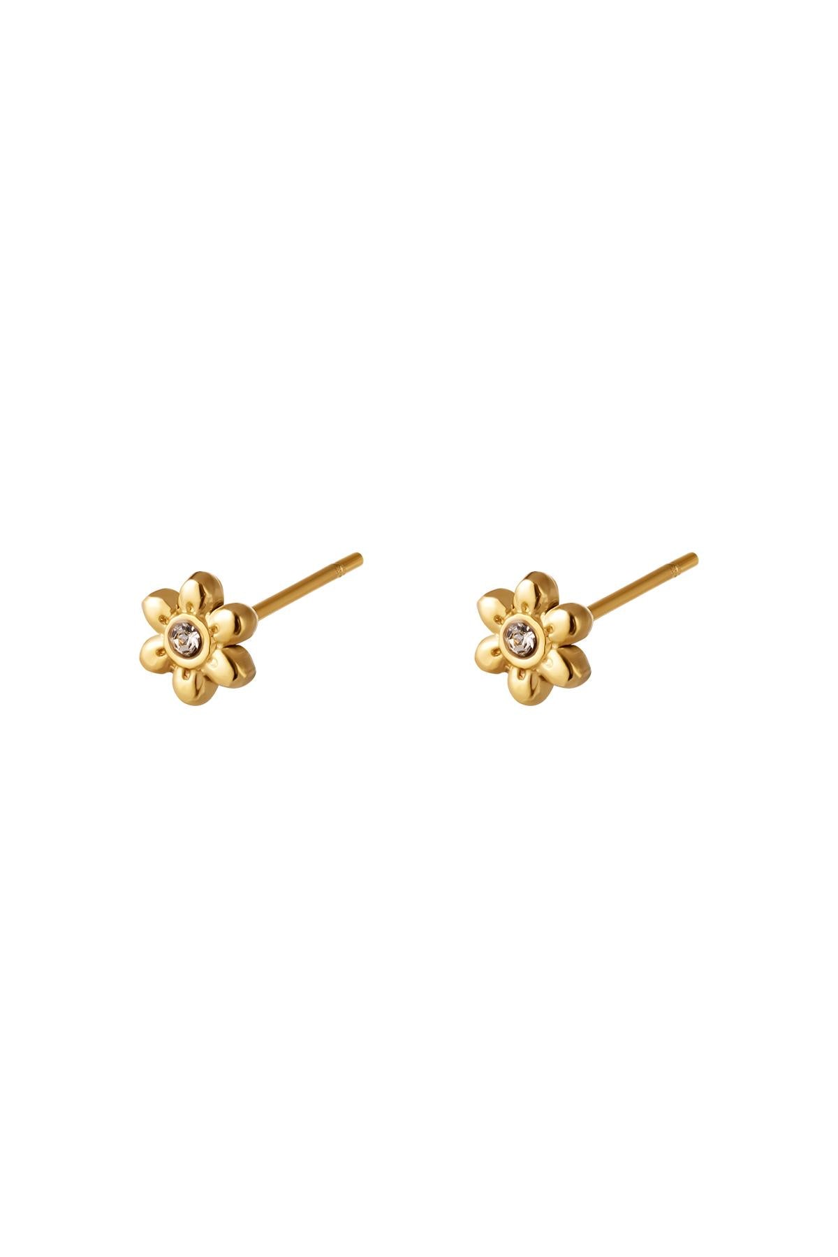 Roestvrijstalen oorsteker bloem Goud kleur Stainless Steel