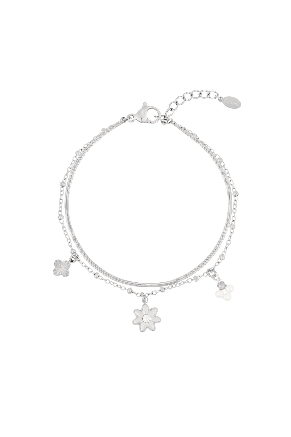 Bloemenarmband - Zilverkleur
