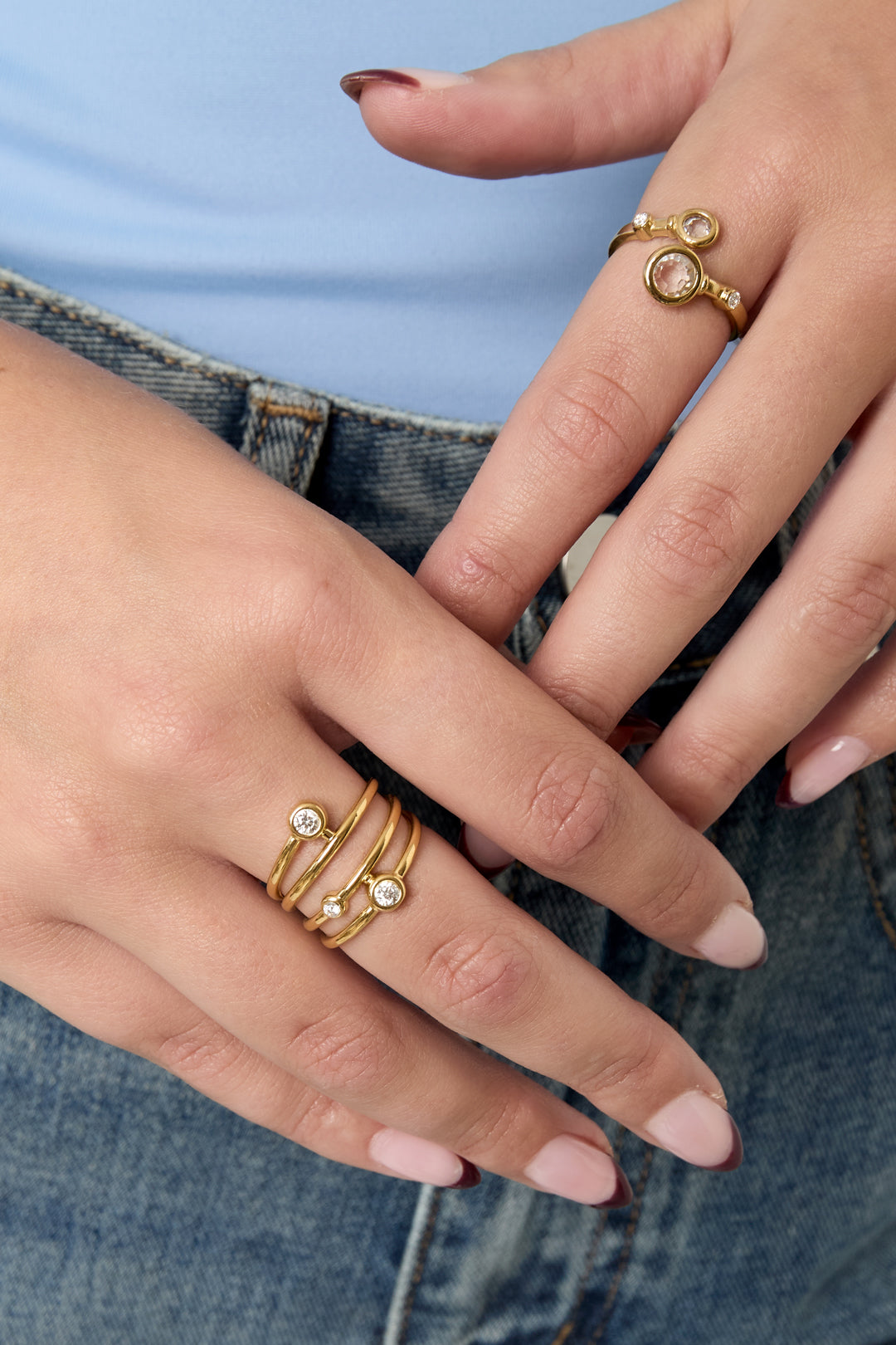 Roestvrijstalen statement ringen, casual, dagelijks, eenvoudig, serie, damessieraden